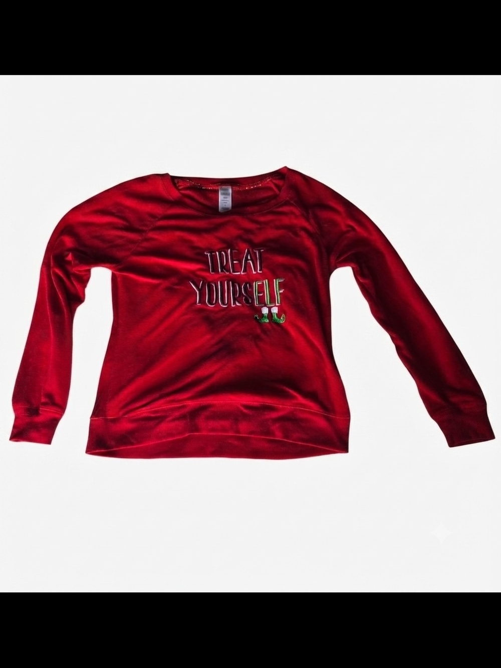 💖=3/$20 Holiday "Treat Yourself" Red Christmas Sweatshirt Size Large
